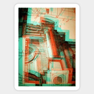 Architectural Engraving Glitch version Sticker